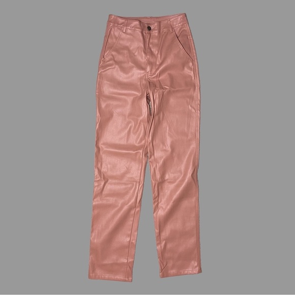 ❤️ XS ❤️ Anthro Faux Leather Pants En Saison Pink Pleather Vegan​ - Picture 2 of 10
